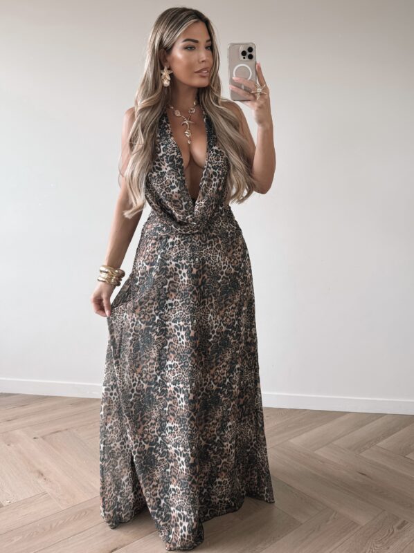 Sunset Long Dress - leopard