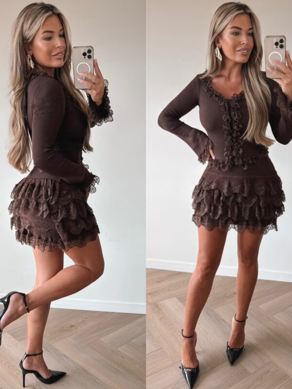 Fall ready ruffle set - Brown