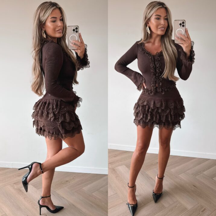 Fall ready ruffle set - Brown