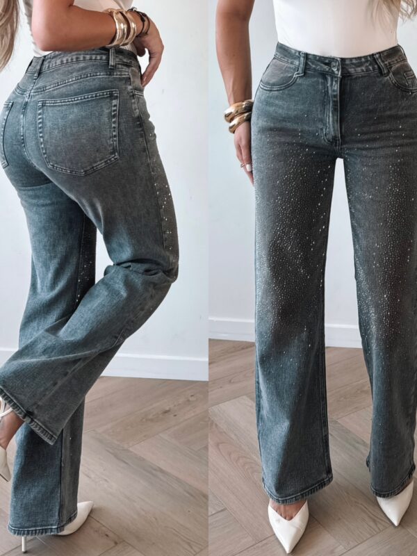 Fabluxe Rhinestone jeans - Grey