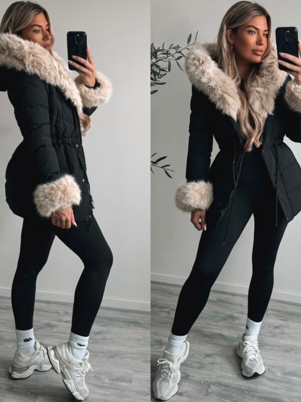 Short Studio Winterjacket - Black/beige