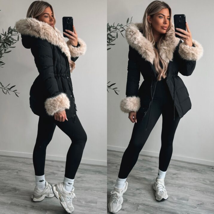 Short Studio Winterjacket - Black/beige