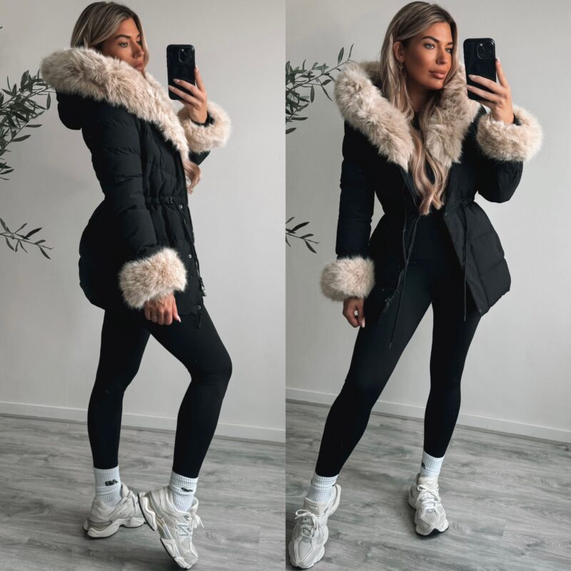Short Studio Winterjacket - Black/beige
