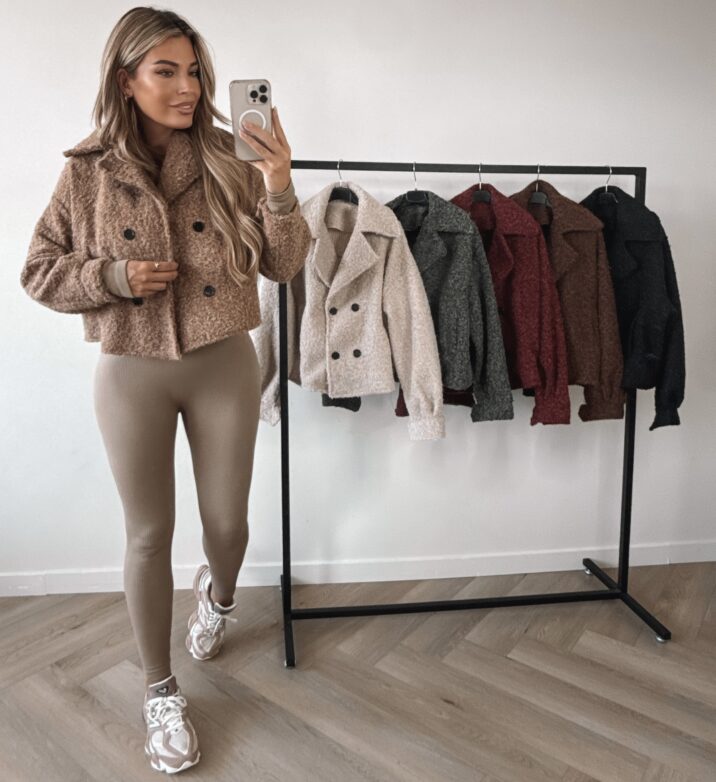 Cropped teddy jacket - Camel