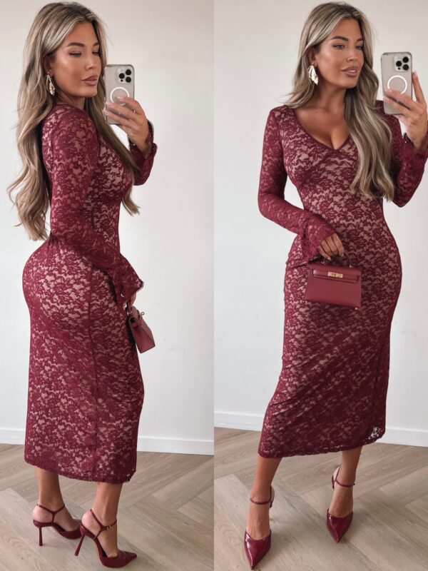 Aura lace dress - Bordo