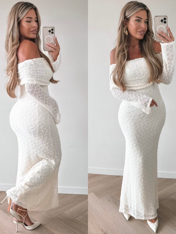 Boucle Offshoulder dress - Beige