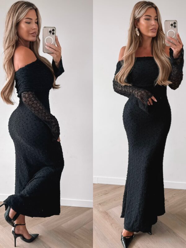 Boucle Offshoulder dress - Black