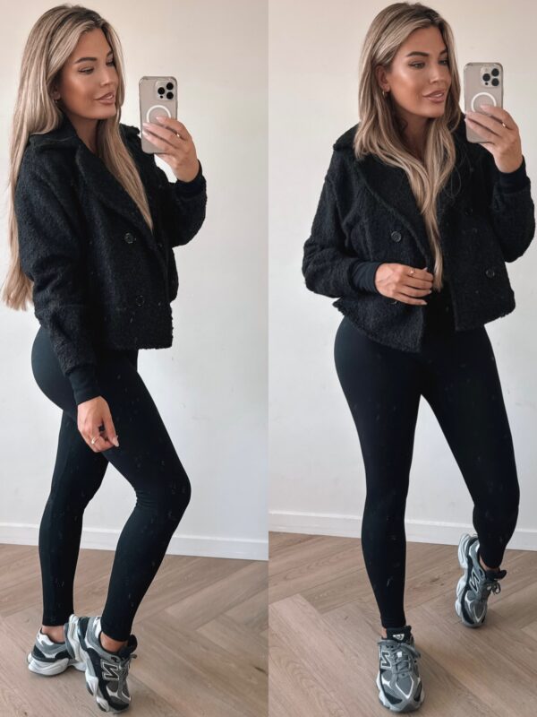 Cropped teddy jacket - Black