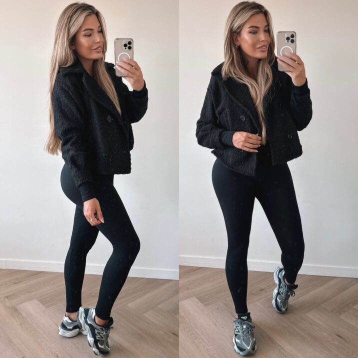 Cropped teddy jacket - Black