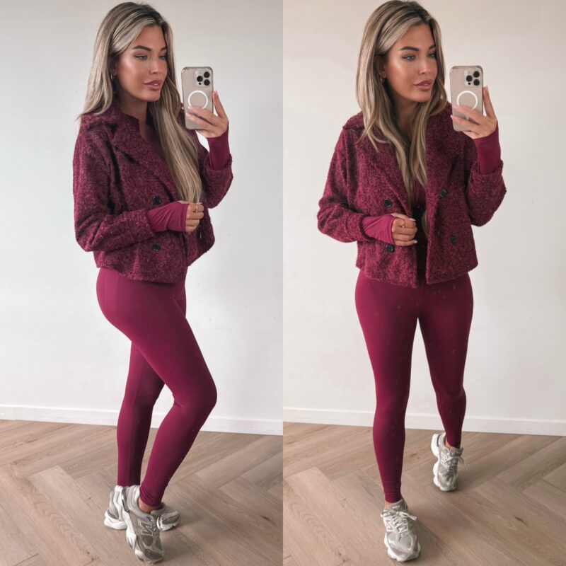 Cropped teddy jacket - Bordo