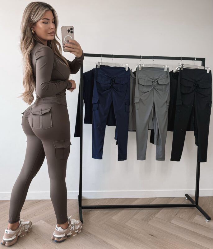 Pocket scrunch tracksuit - Brown