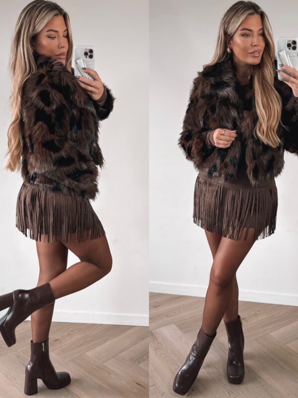 Trend Faux fur jacket - Black/Coffee