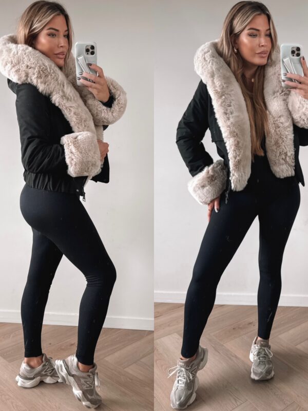 Perfect Furry Winterjacket - Black/Beige