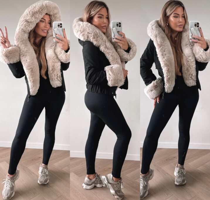 Perfect Furry Winterjacket - Black/Beige