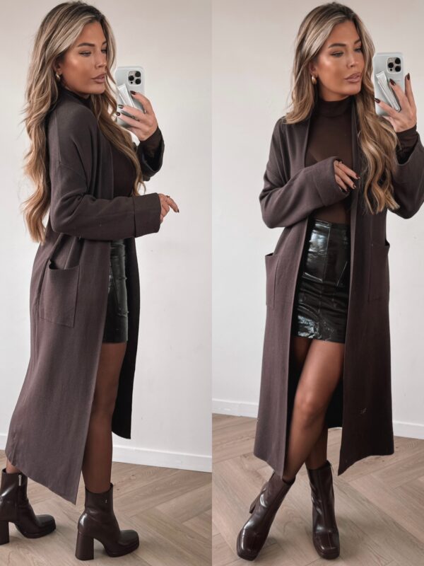Maddie long cardigan - Choco