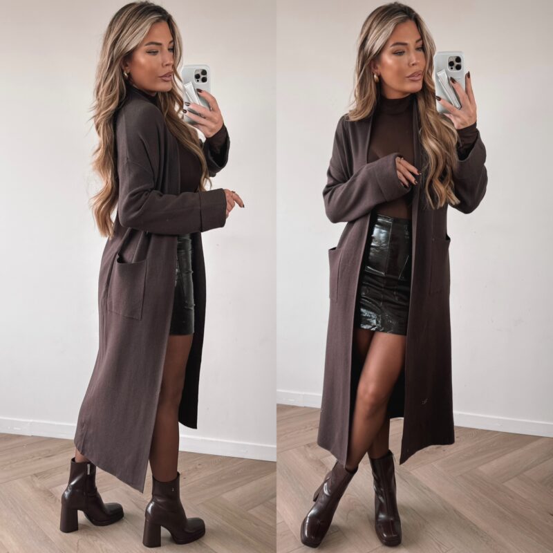 Maddie long cardigan - Choco