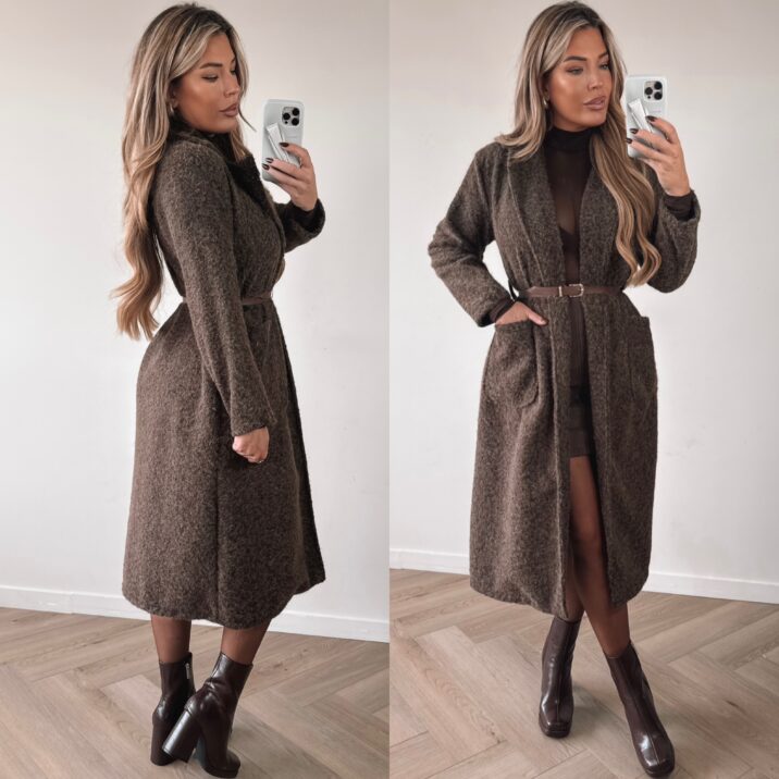 Belted Trenchcoat teddy jacket - Choco