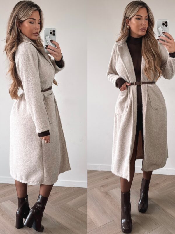 Belted Trenchcoat teddy jacket - Beige