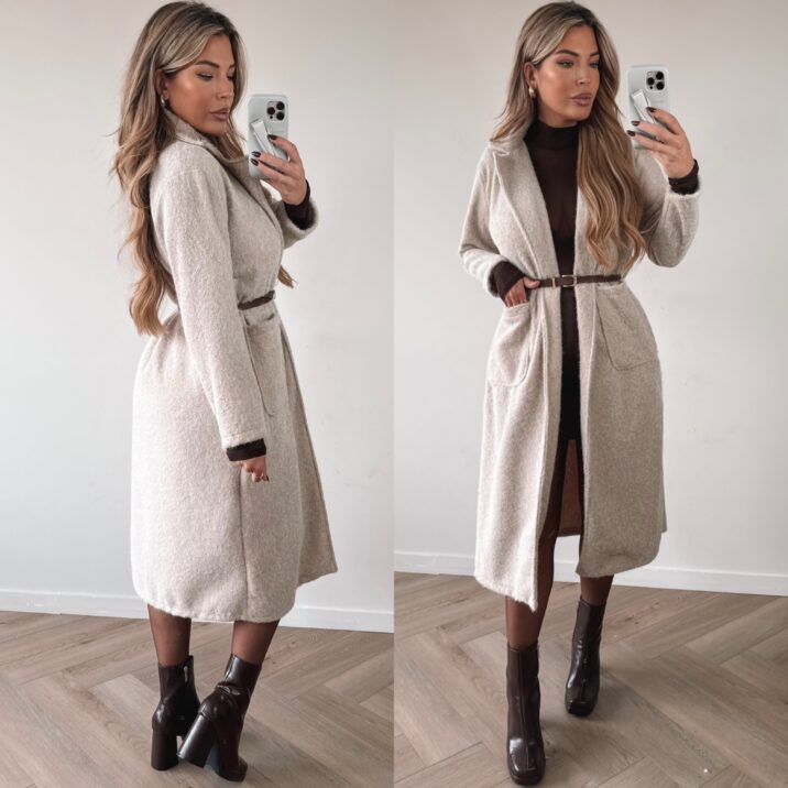 Belted Trenchcoat teddy jacket - Beige