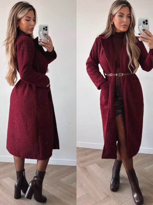 Belted Trenchcoat teddy jacket - Bordo