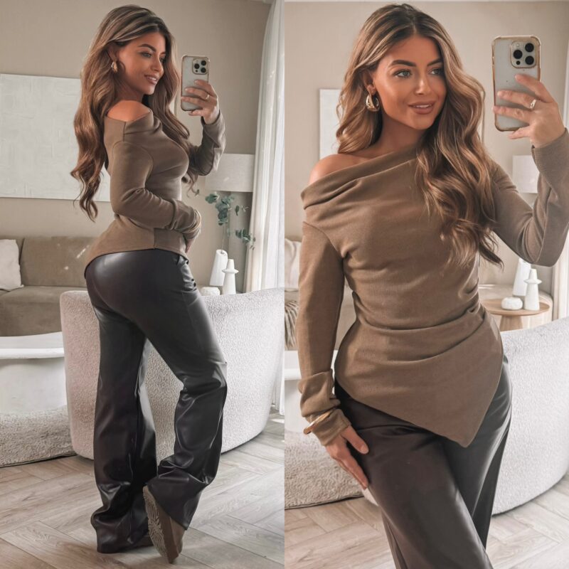 Asymmetrisch Katie top - Camel