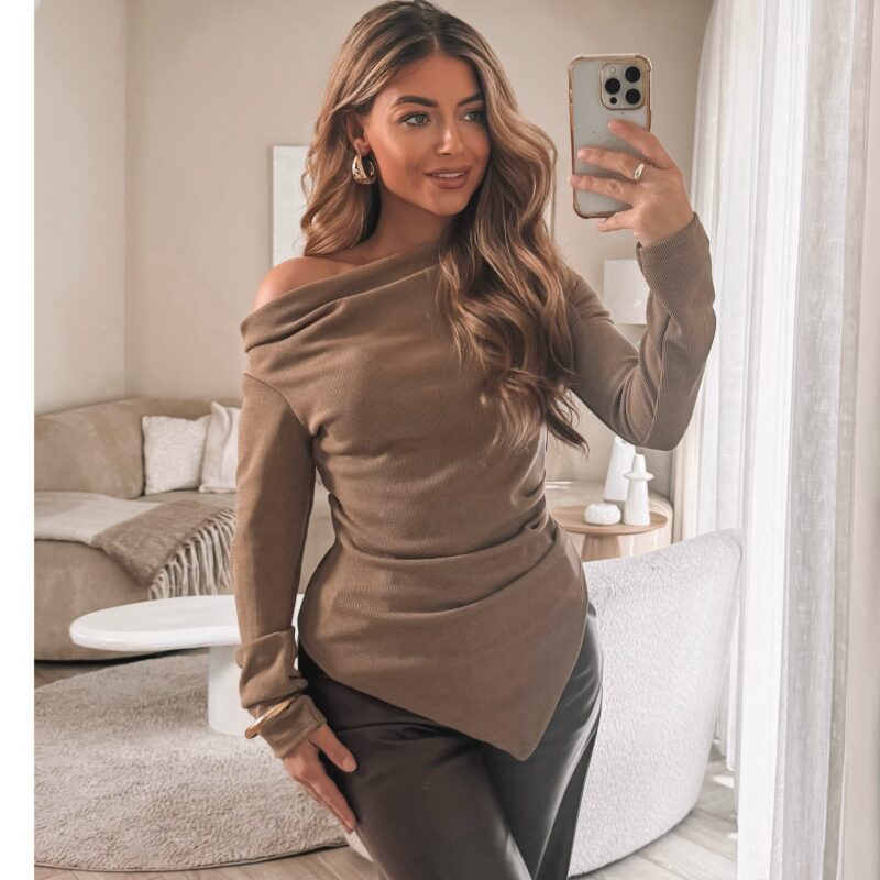 Asymmetrisch Katie top - Camel