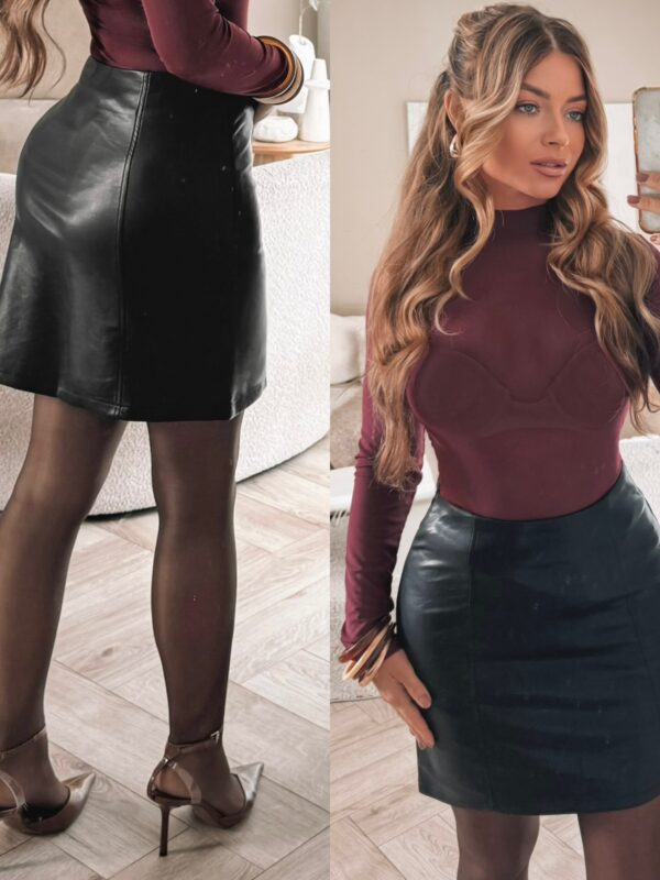 Vegan leather pu skirt - Black