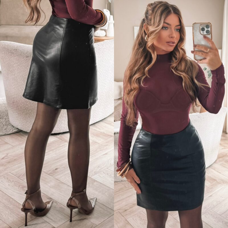 Vegan leather pu skirt - Black