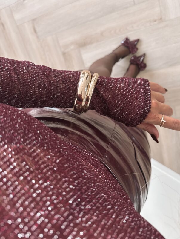 Lurex mesh top - Bordo
