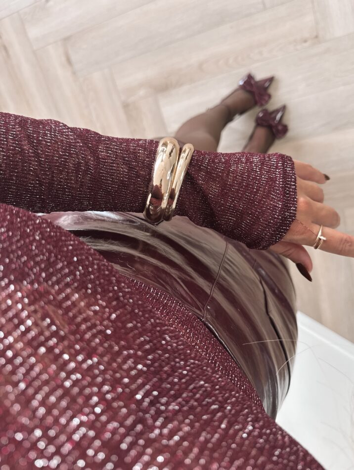 Lurex mesh top - Bordo