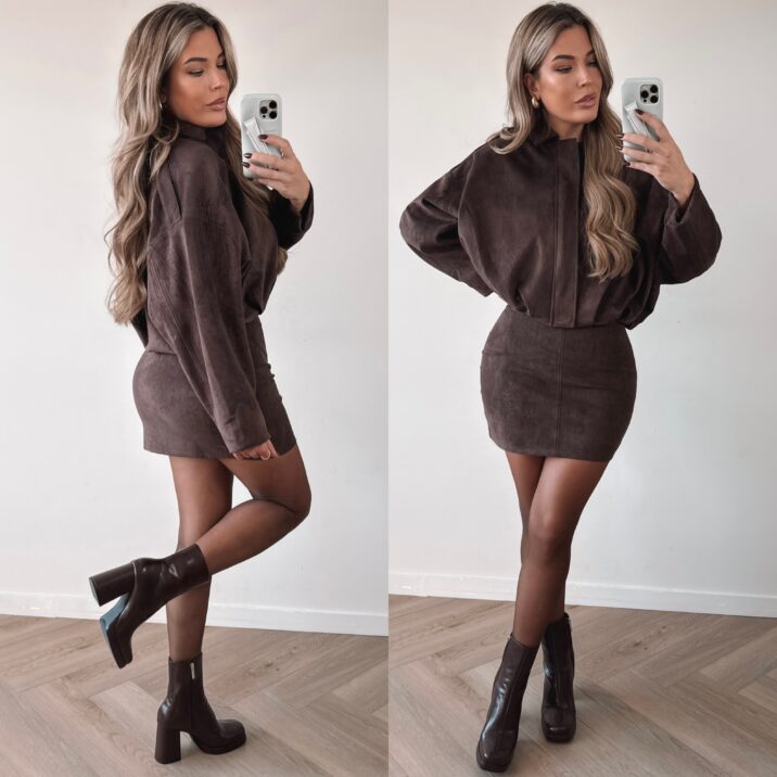 Suede Monica jacket - Choco