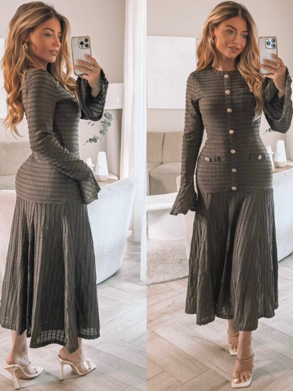 Scarlett Button peplum dress - Choco