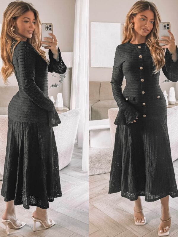 Scarlett Button peplum dress - Black