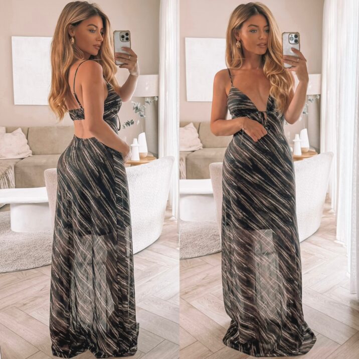 Fabluxe open back maxi dress - Brown