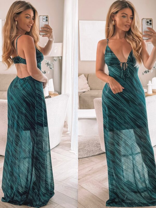 Fabluxe open back maxi dress - Green