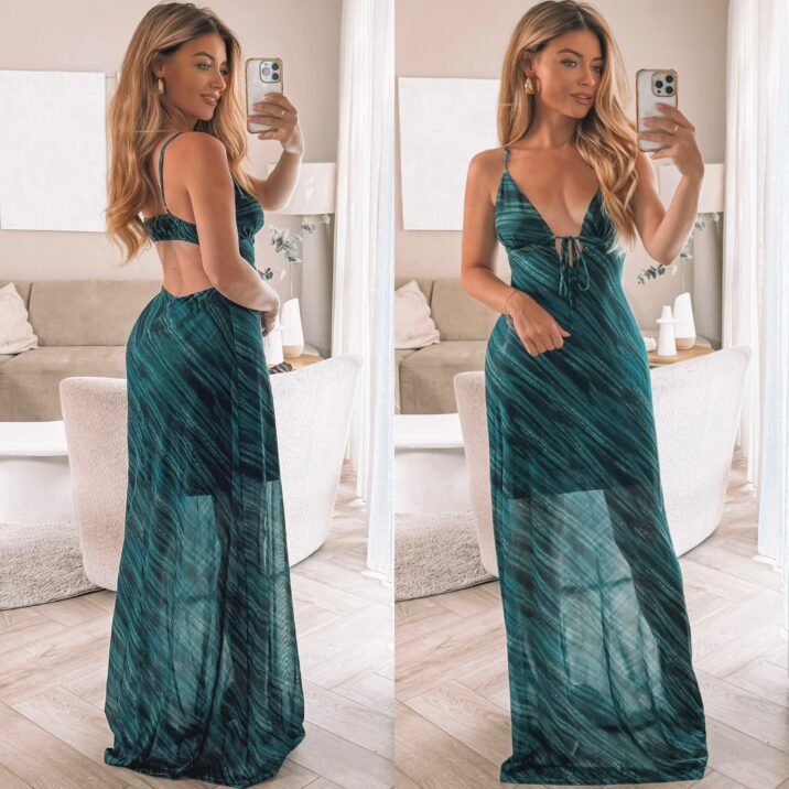 Fabluxe open back maxi dress - Green
