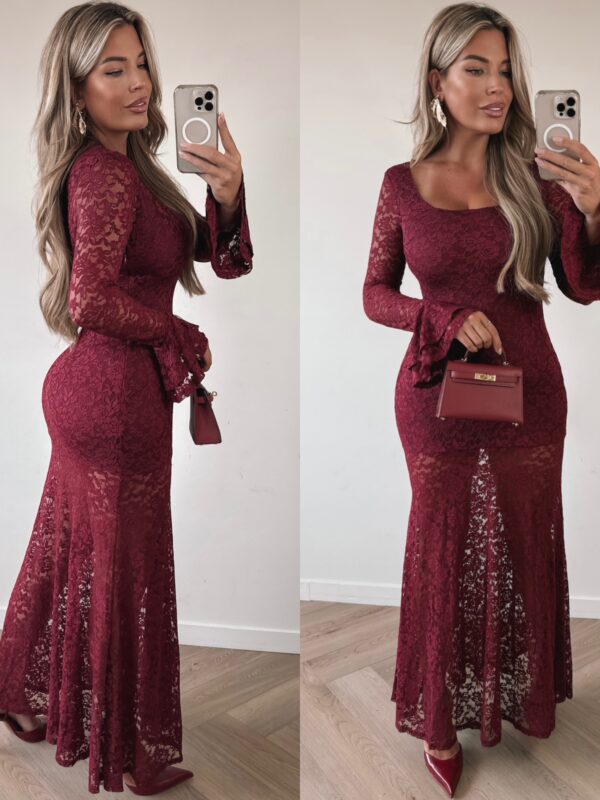 Lace all over dress - Bordo