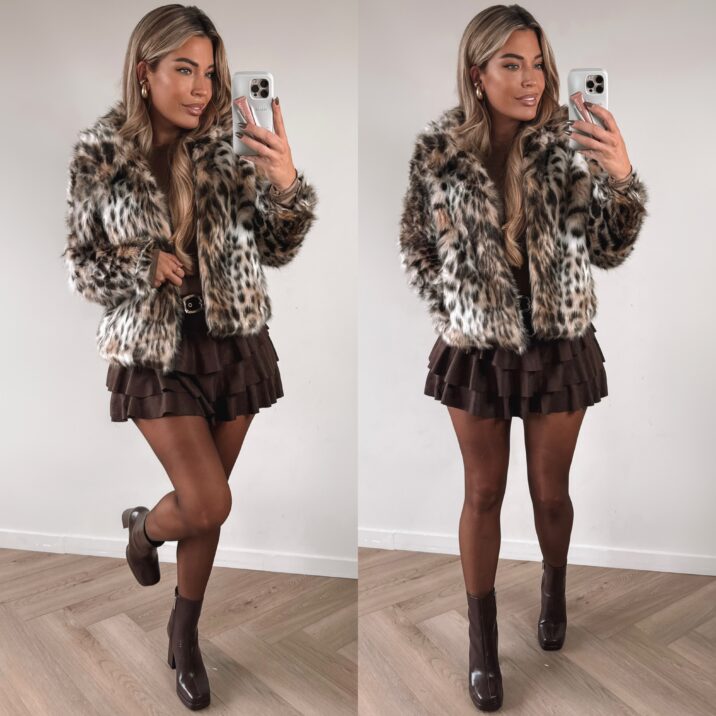 Leopard faux fur jacket