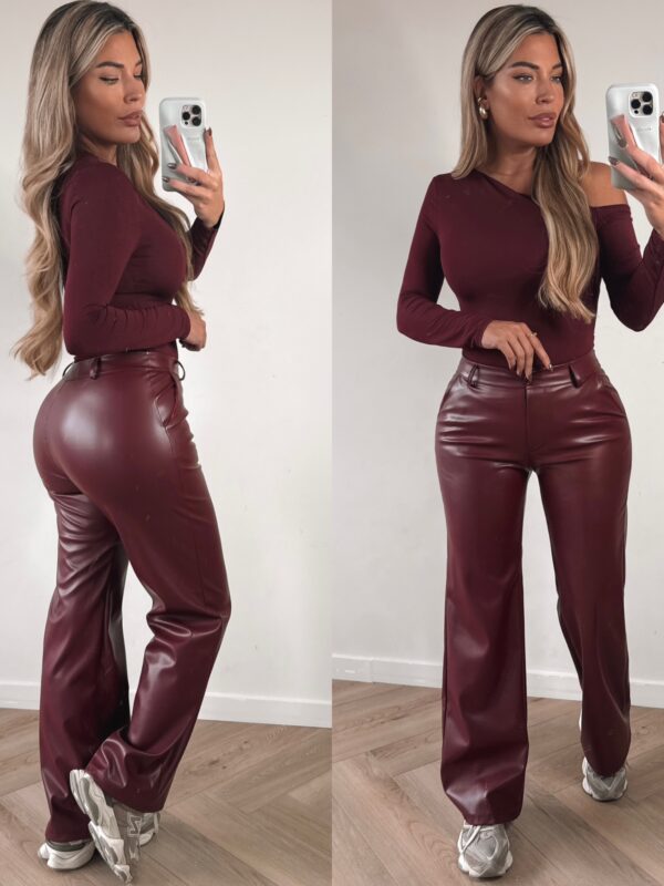 Vegan leather flair pants - Bordo
