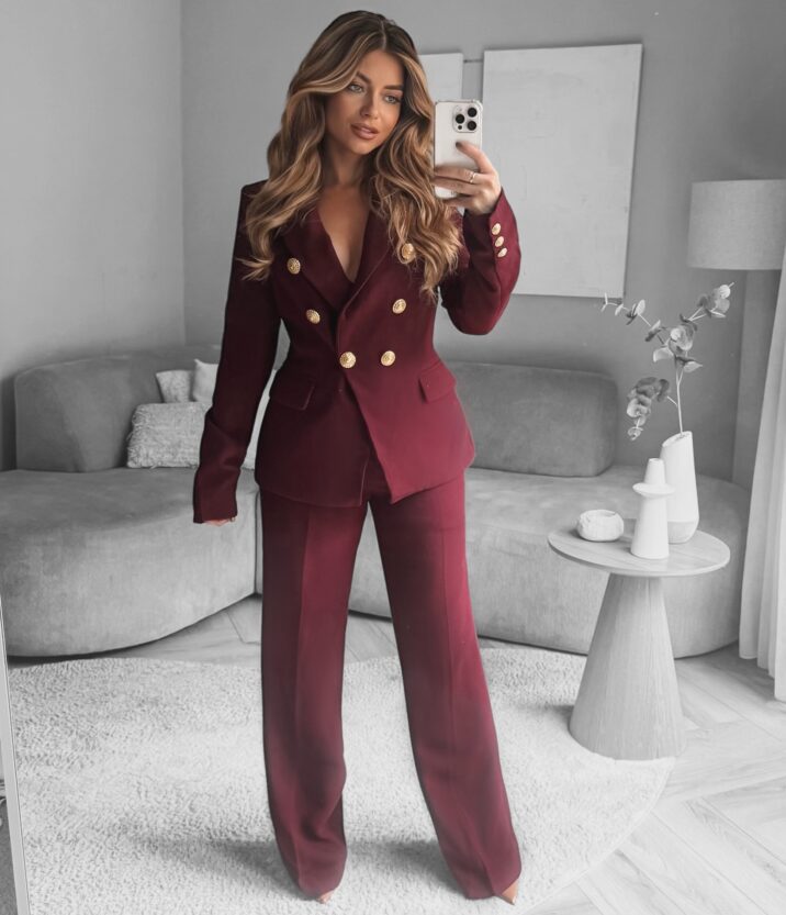 Gold button blazer - Bordo