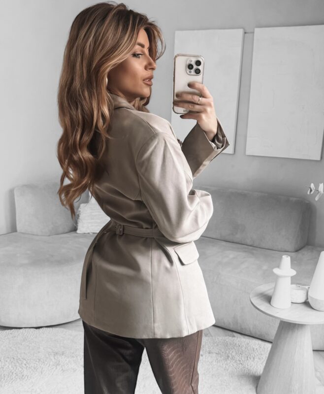 Belted Cinched Blazer - Taupe
