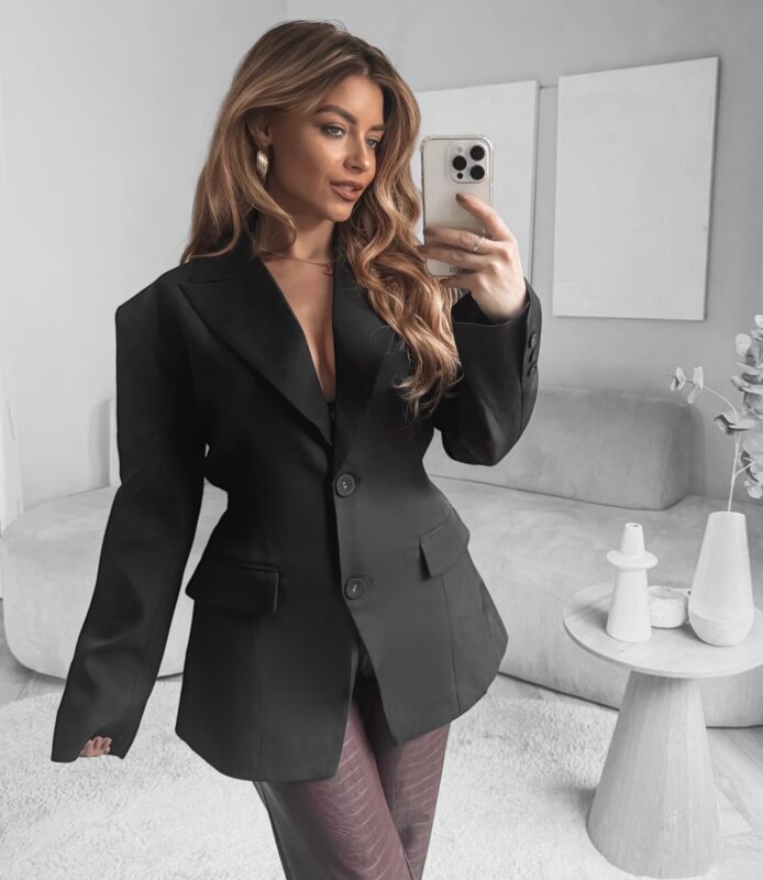 Belted Cinched Blazer - Black