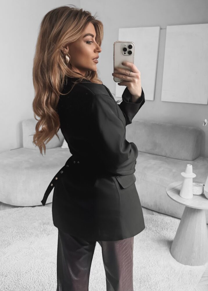 Belted Cinched Blazer - Black
