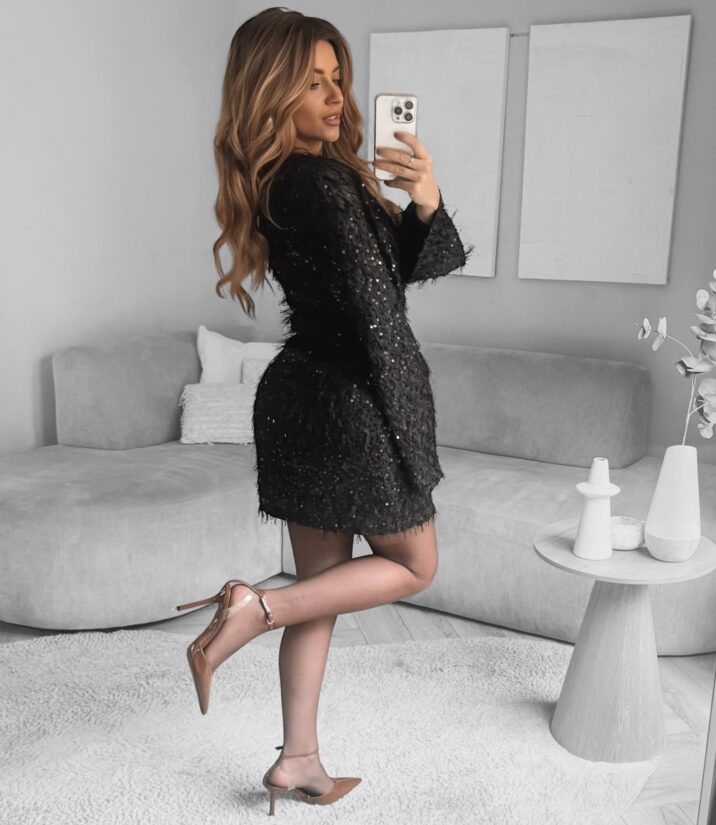 Fluffy Lurex Dress - Black