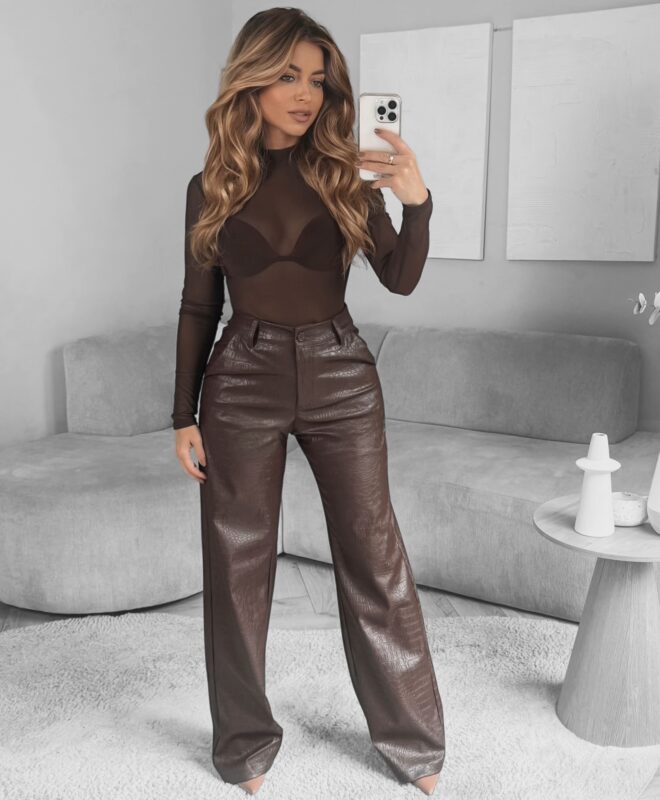 Croco leather pants - Choco