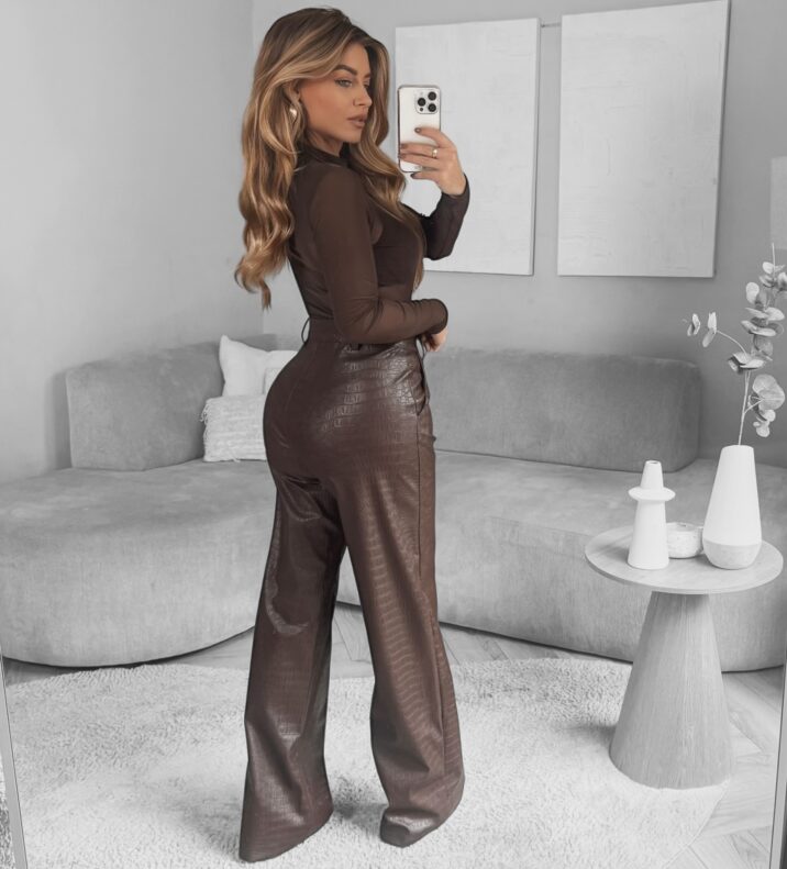 Croco leather pants - Choco