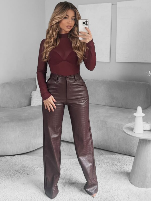 Croco leather pants - Bordeaux