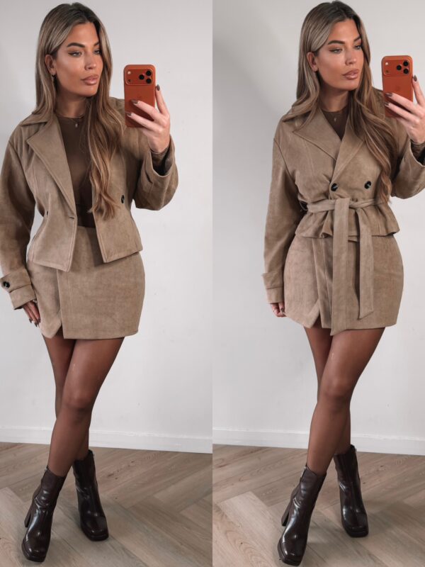 Suede Crop Trenchcoat - Beige
