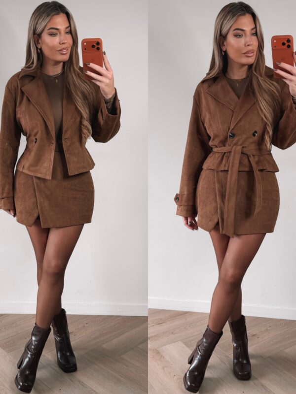 Suede Crop Trenchcoat - Camel