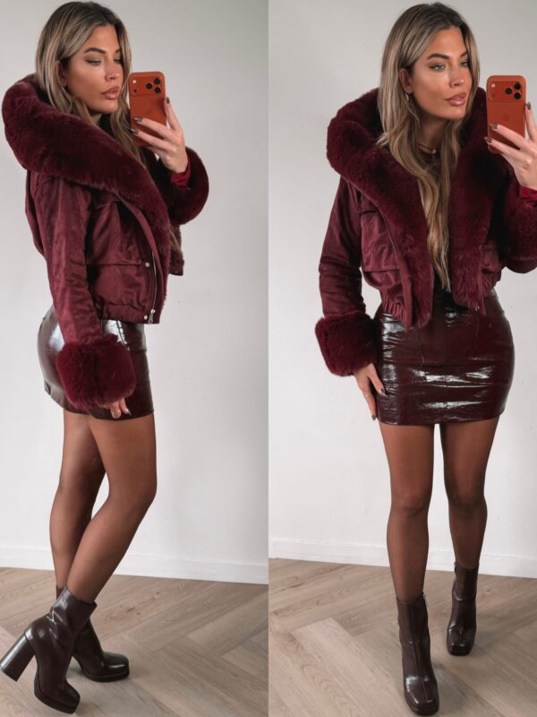 Suede Furry Winterjacket - Bordeaux